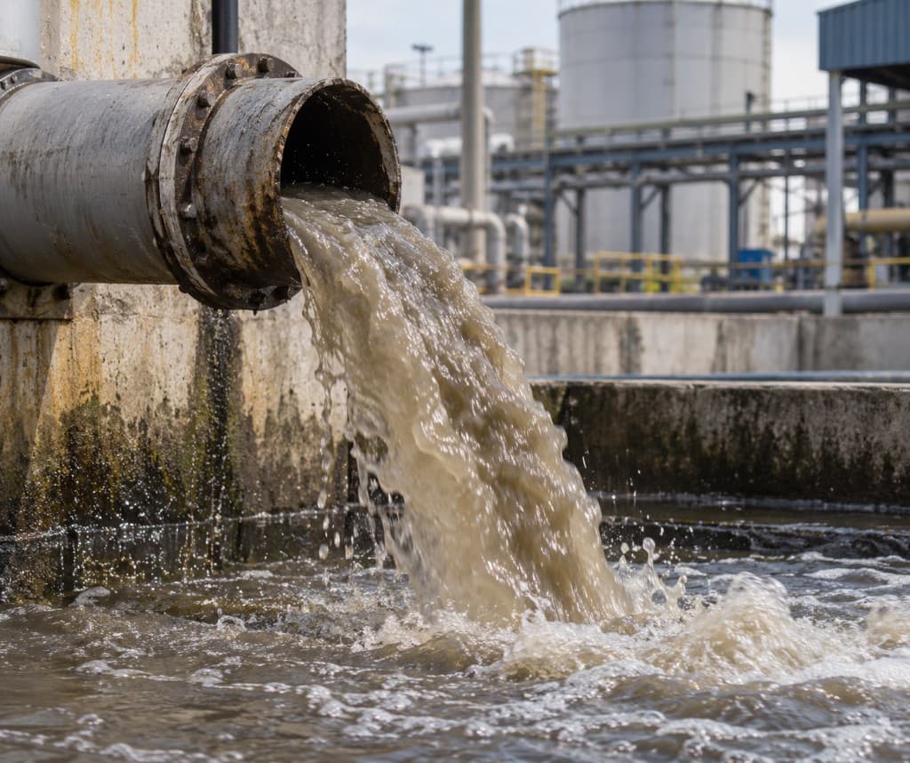 Untreated water discharging into a basin